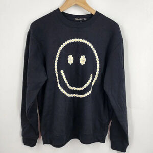 Vinyl Icons Women's Smiling Sunflower Sweatshirt Crewneck Pullover Size S NWT‎